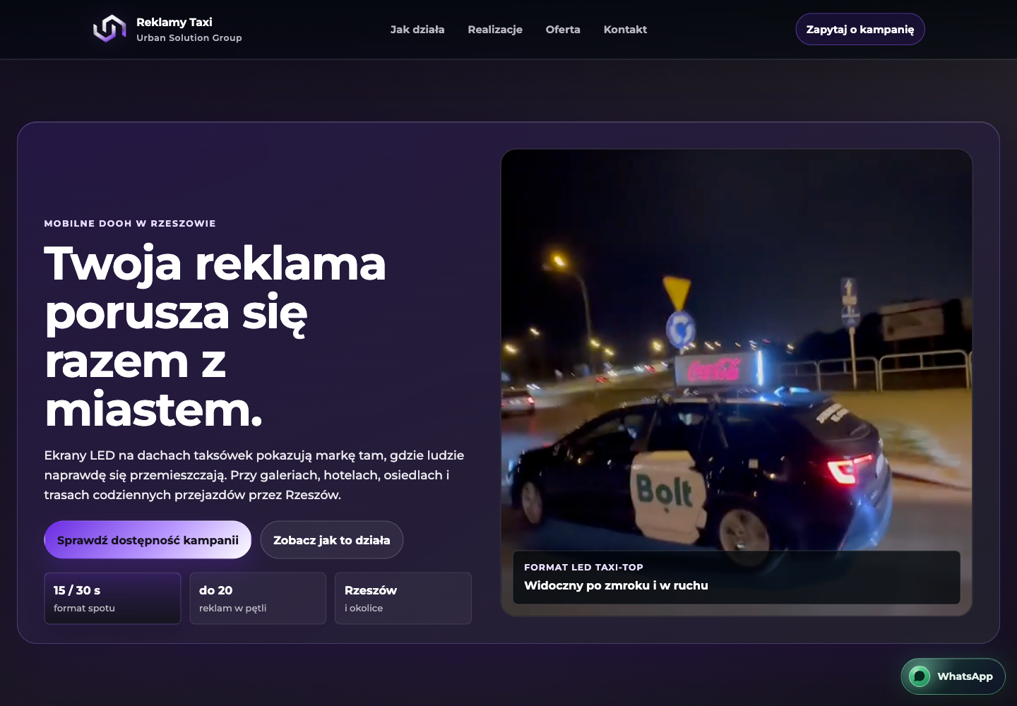 Reklamy Taxi taxi advertising website preview